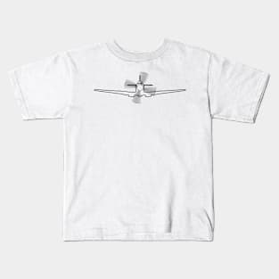 Vintage Supermarine Spitfire fighter aircraft in flight front and back outline graphic (black) Kids T-Shirt